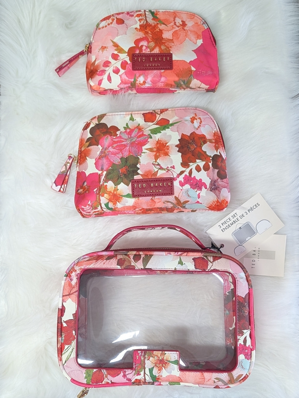 ‼️BACK IN STOCK‼️Ted Baker 3 Piece Nesting Cosmetic Pouch Set, "Pressed Flowers"